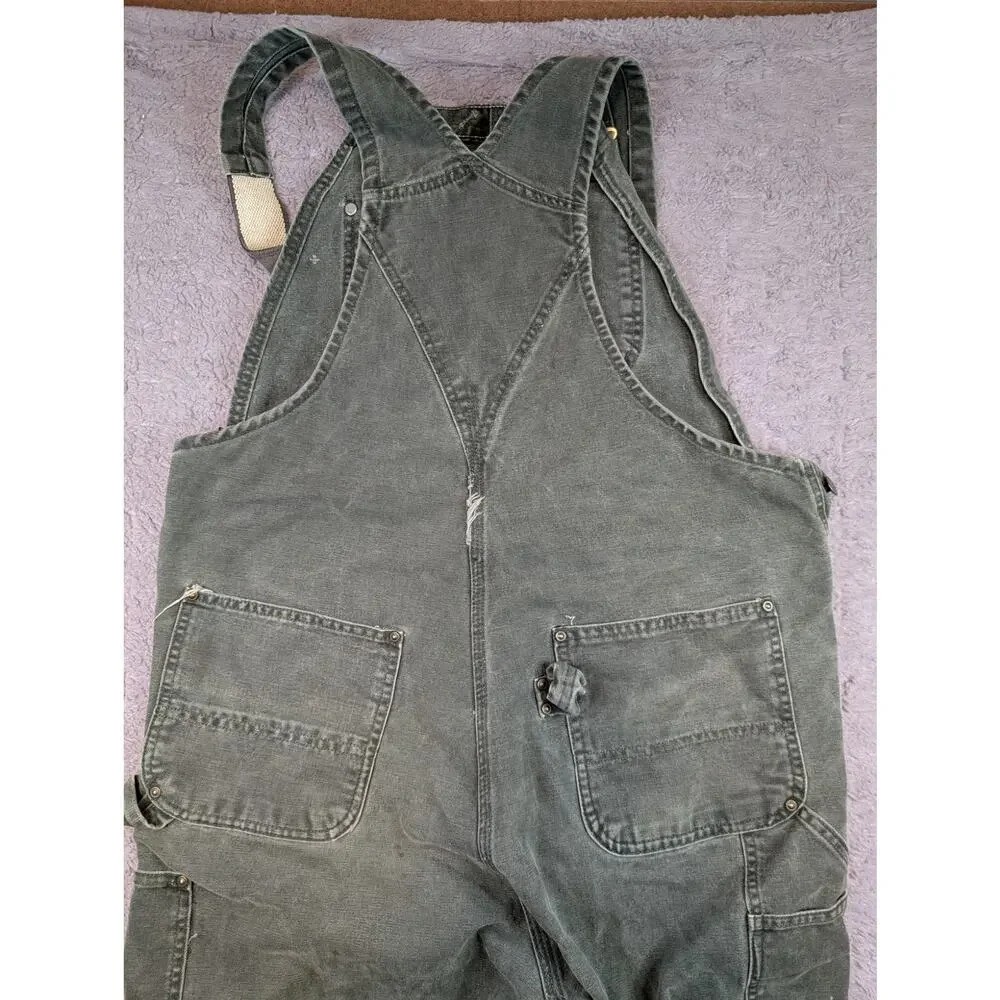Men's Carhartt Distressed Overalls, Green - 36/34